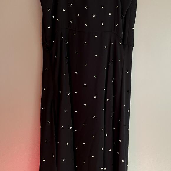 Veronica Beard Charlene Studded Crepe Dress Black Gold Size 2 Drapey Embellished - Picture 14 of 16